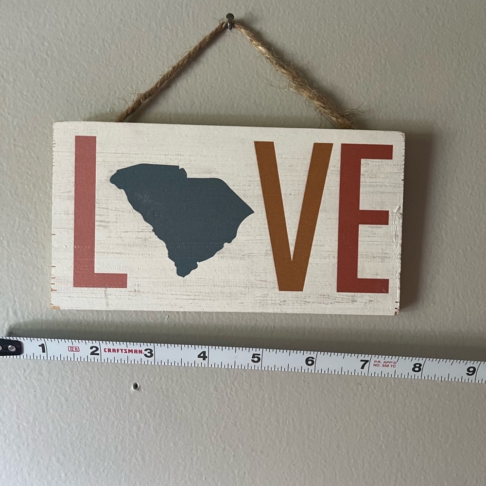 Rustic Love Wall Sign with South Carolina Silhouette